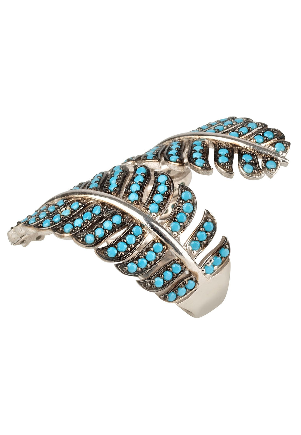 Latelita Turquoise Tropical Leaf Cocktail Ring