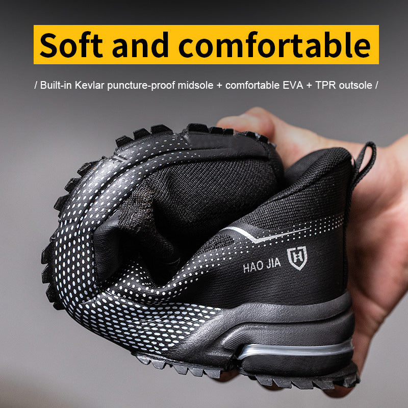 European Code Flying Woven Steel Toe Cap Safety Shoes Male Attack Shield And Anti-stab