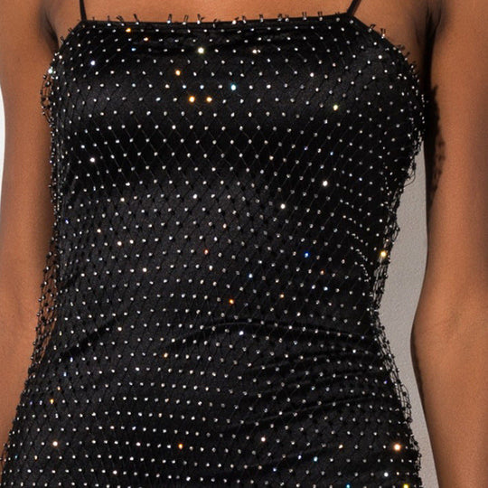 Sexy Backless Sparkly Mesh Cami Dress