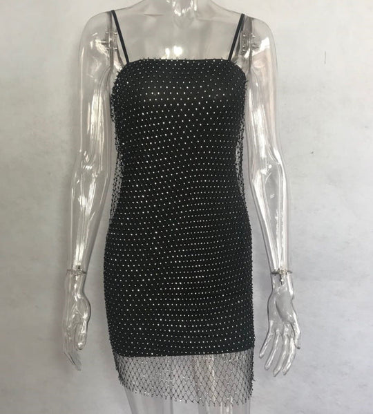 Sexy Backless Sparkly Mesh Cami Dress