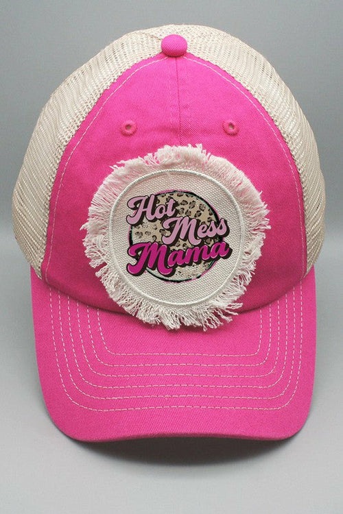 Hot Mess Mama Leopard Circle Graphic Trucker Hat (more color options)