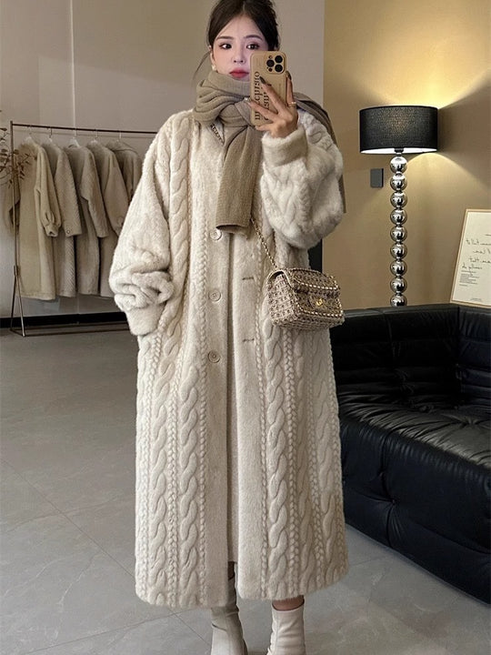 Elegant Idle Style Twist Mink Coat