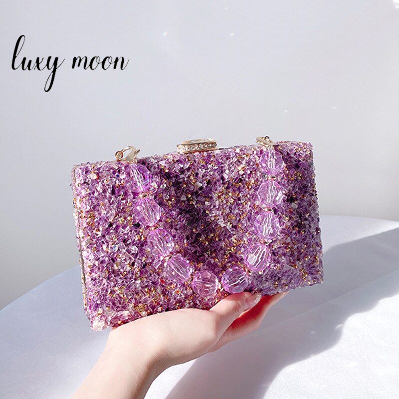 Luxy Moon Luxury Jeweled Evening Handbag with Chain