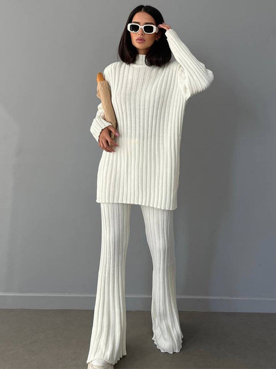 Women's Autumn And Winter Pullover Knitwear Pants Woolen Two-piece Set