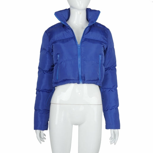Women's Winter Long Sleeve Full Zipper Baggy Puffer Short Down Jacket