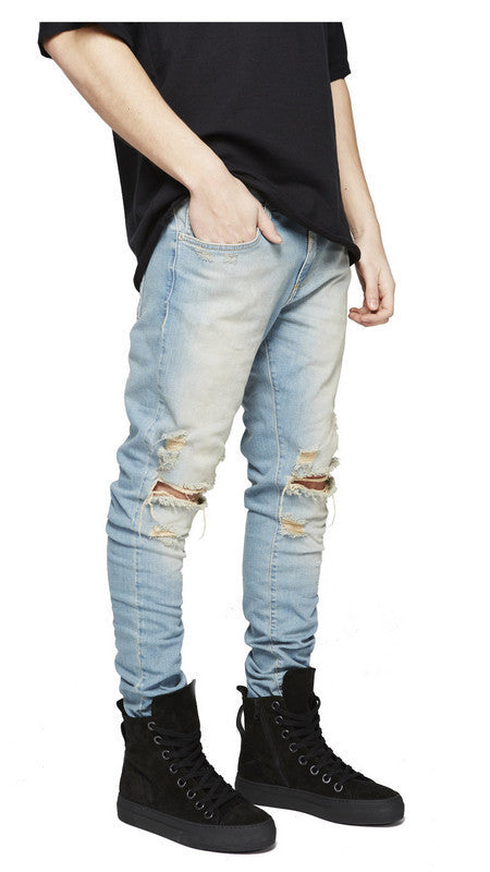 Cross-border Denim Korean-style High Street Personality Design Men's Jeans