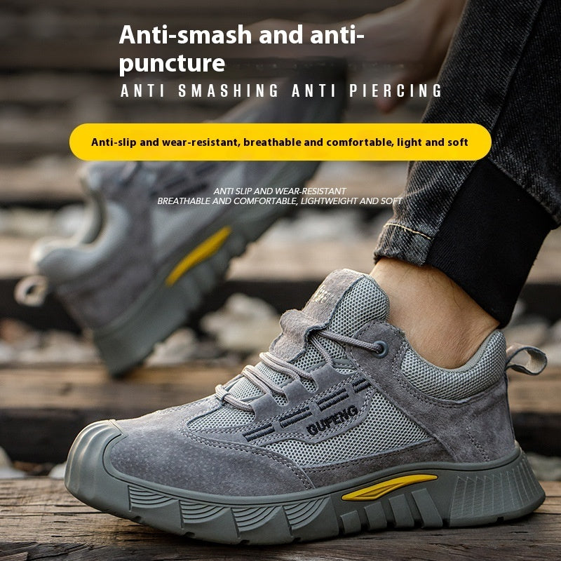 Anti-smashing And Anti-penetration Breathable Non-slip Tendon Bottom Steel Toe Soft And Comfortable Safety Shoes