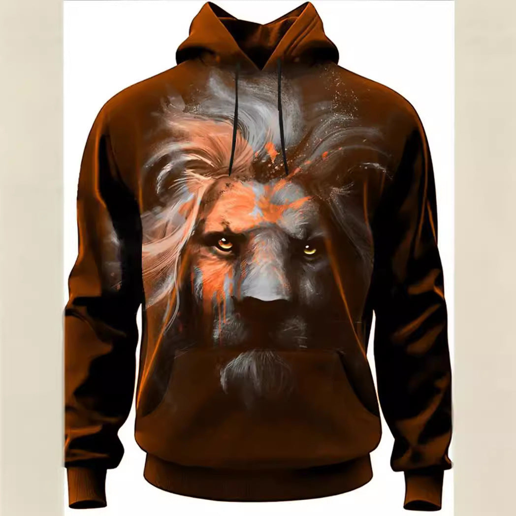 Fashion Brand Lion's Head 3D Hoodie Fashion Men And Women