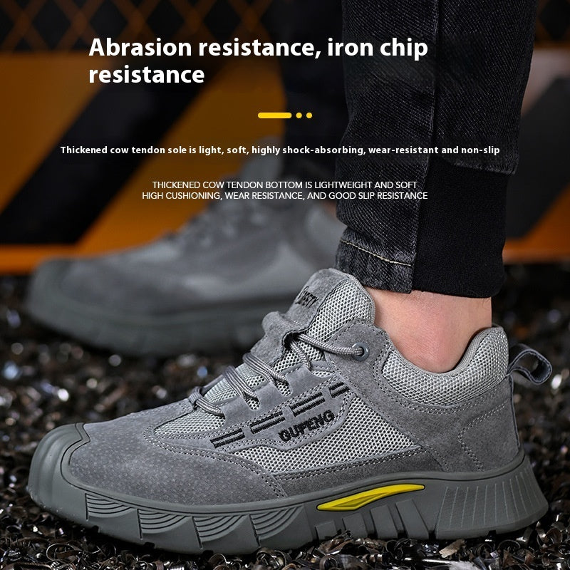 Anti-smashing And Anti-penetration Breathable Non-slip Tendon Bottom Steel Toe Soft And Comfortable Safety Shoes