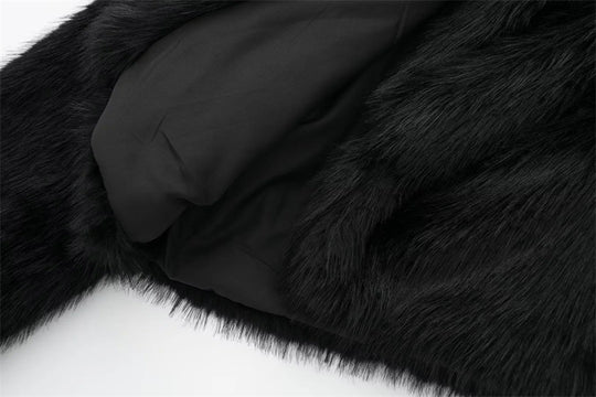 Artificial Fur Effect Polo Collar Jacket Loose Slimming Casual Jacket