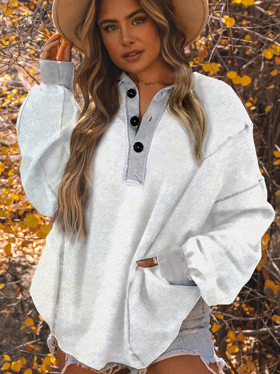 Winter Color Matching Pullover Long Sleeve Top