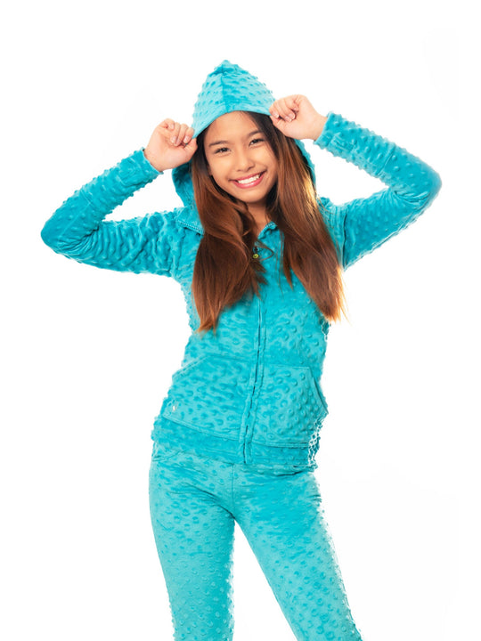 Minky Bubble Hoodie | Turquoise | Limeapple