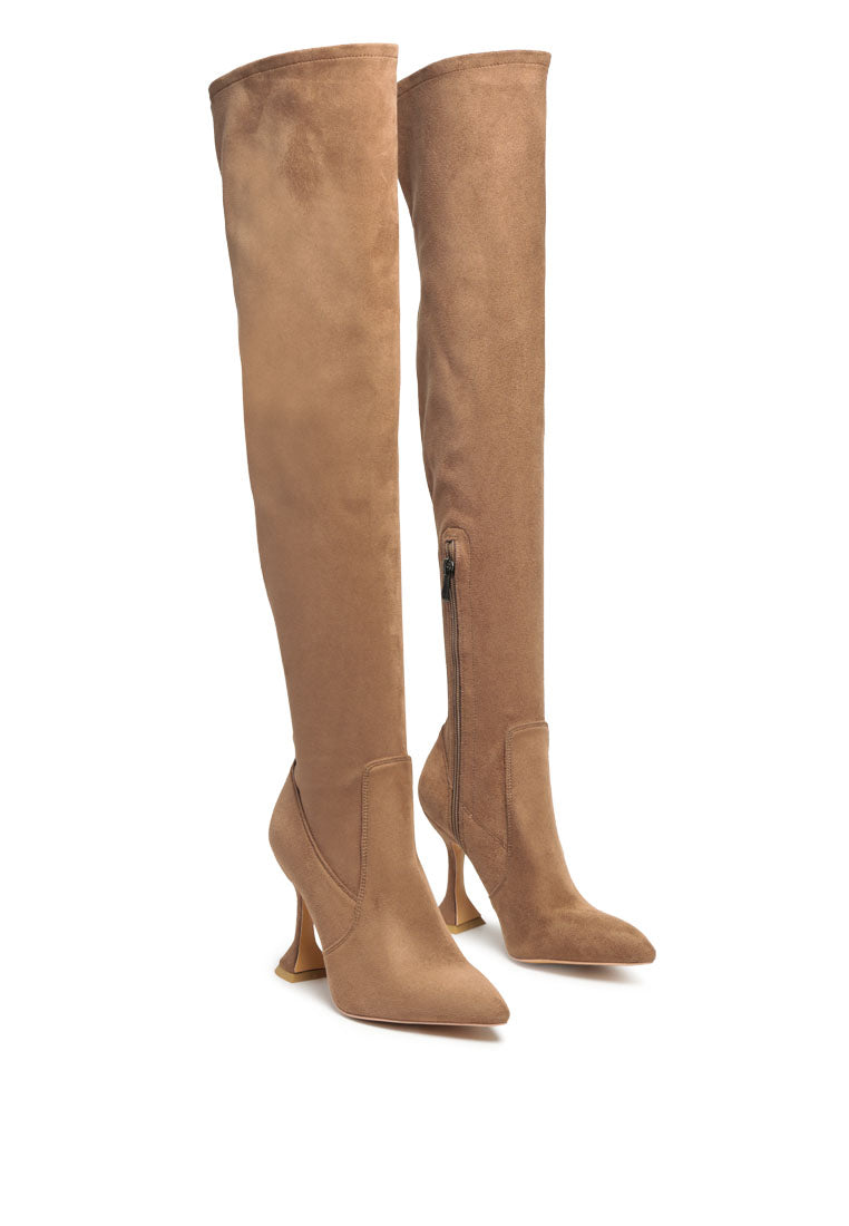 brandy faux suede over the knee high heeled boots