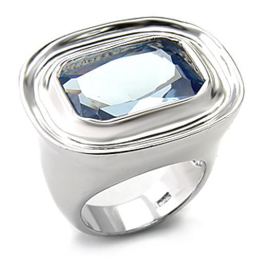 7X165 - Rhodium 925 Sterling Silver Ring with Synthetic Spinel in Sea