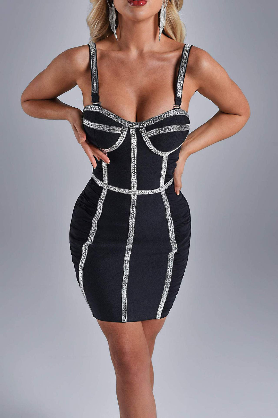 Diamond Bandage Dress Fashion Suspenders Dress Slim-fit Party Dress