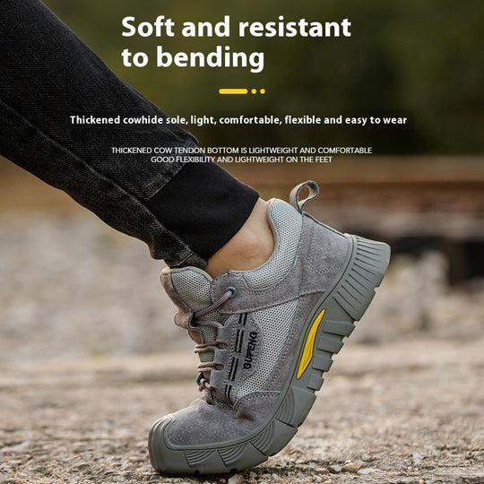 Anti-smashing And Anti-penetration Breathable Non-slip Tendon Bottom Steel Toe Soft And Comfortable Safety Shoes