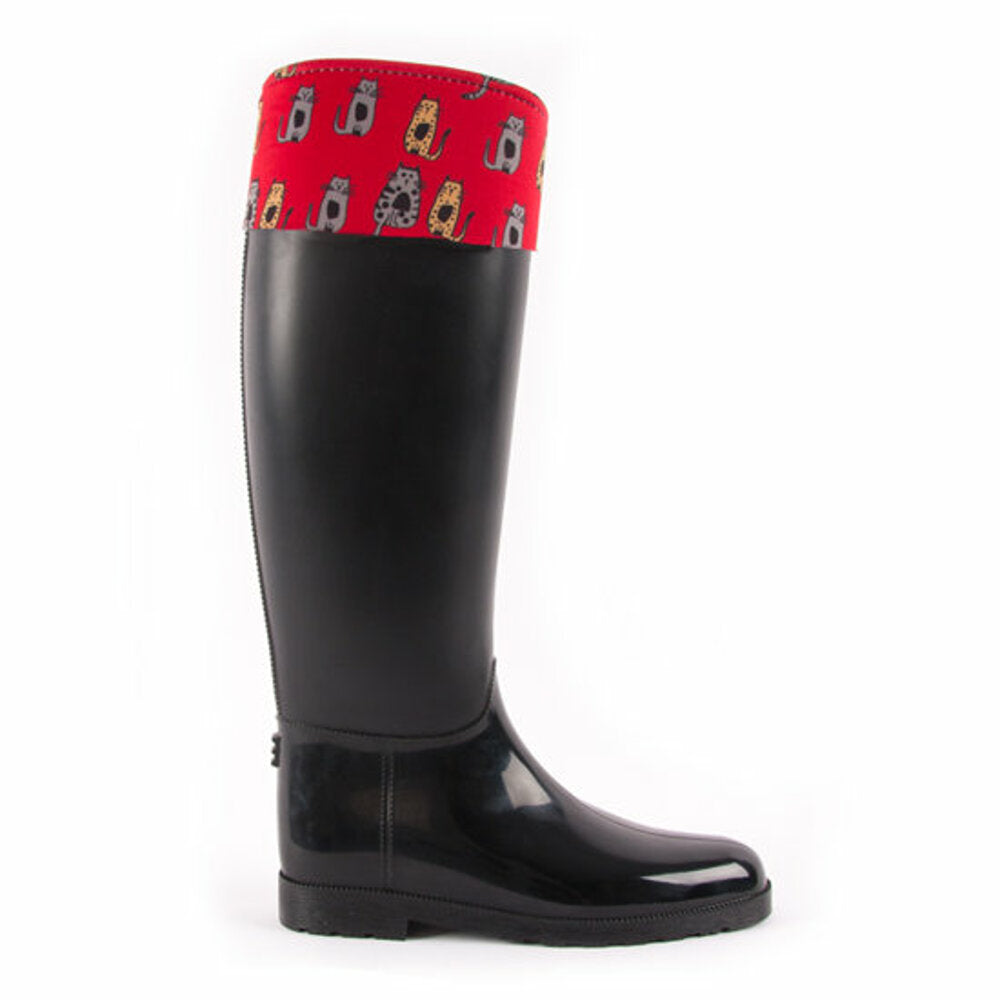 BiggDesign Cats Rain Boots, Rain boot, 39 Size, Black Boots, Custom