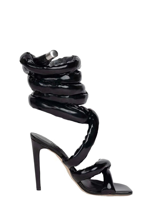 Square Toe Stiletto Heel Sandals Women's Cross Strap Ankle Ring Strip Winding Catwalk Large Size Roman Shoes