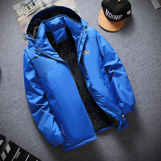 Autumn And Winter Zipper Casual Regular Side Seam Waterproof Fleece Lined Thickened Breathable Jacket