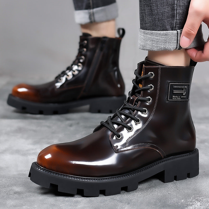 Men's High-top Soft Leather Mid-top Workwear Boots All-match Breathable Boots