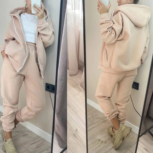 Women's Green Casual Sweatshirt Tracksuit