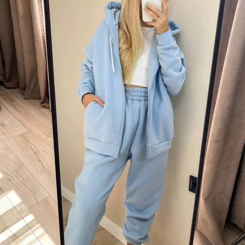 Women's Green Casual Sweatshirt Tracksuit