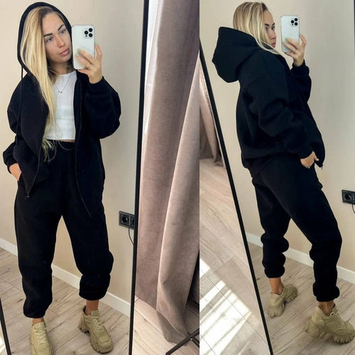 Women's Green Casual Sweatshirt Tracksuit