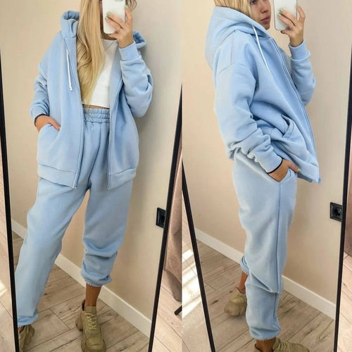 Women's Green Casual Sweatshirt Tracksuit