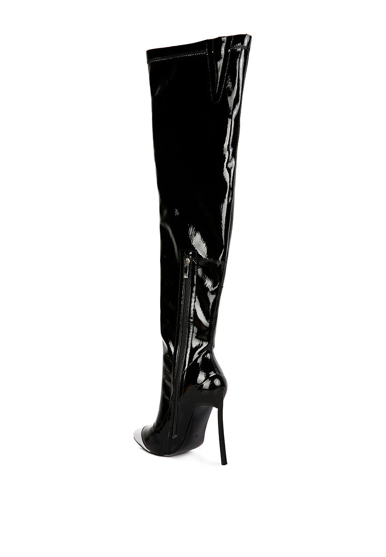 chimes high heel patent long boots