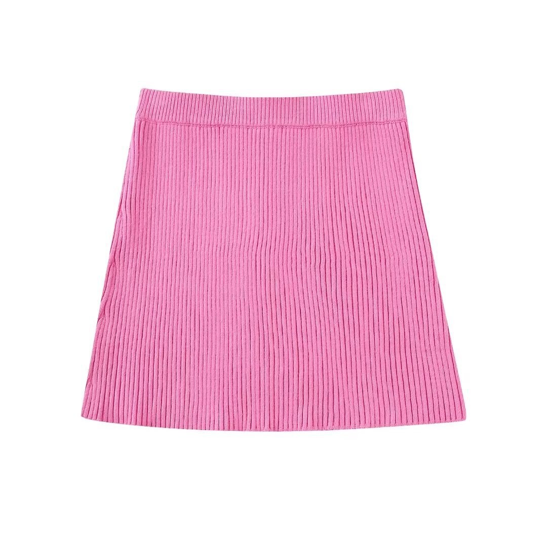 Women's Pink Cropped Sweater & Skirt