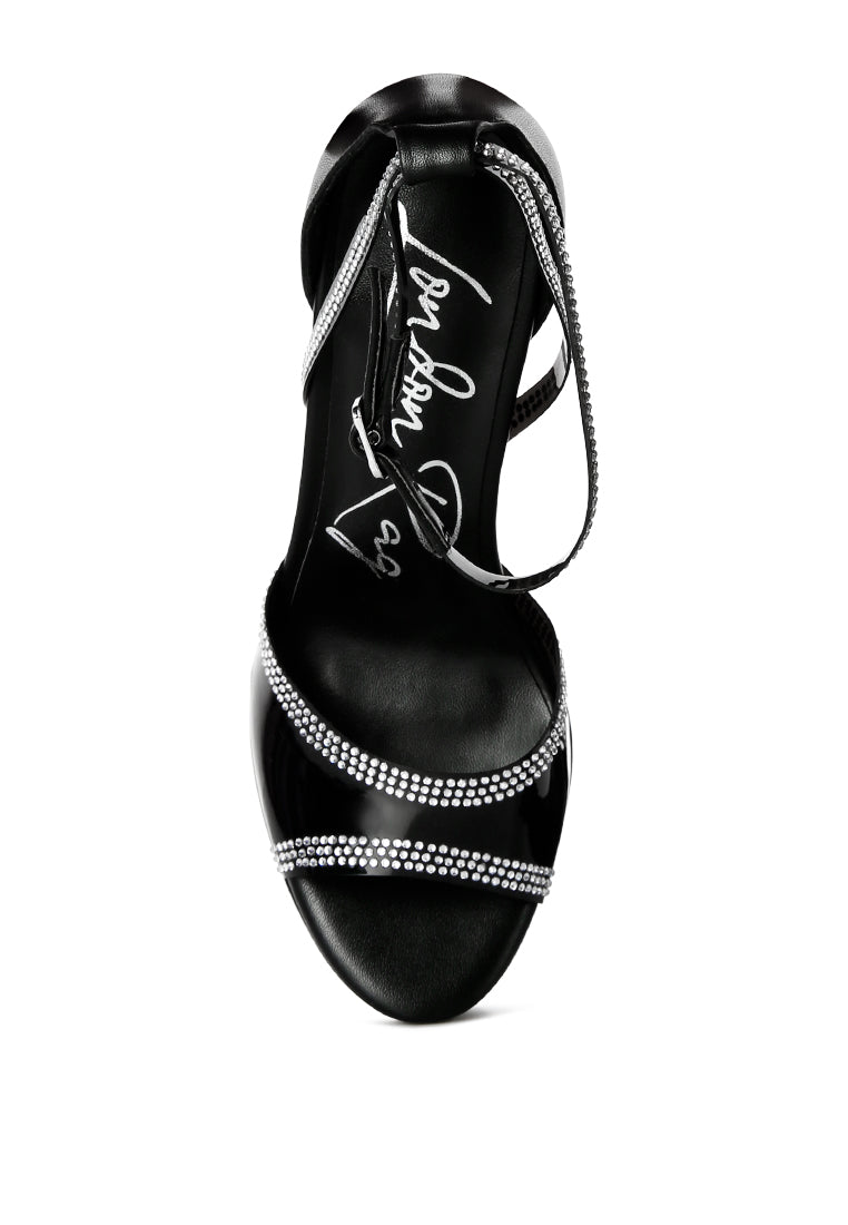 cinderella diamante detail stiletto platform sandals