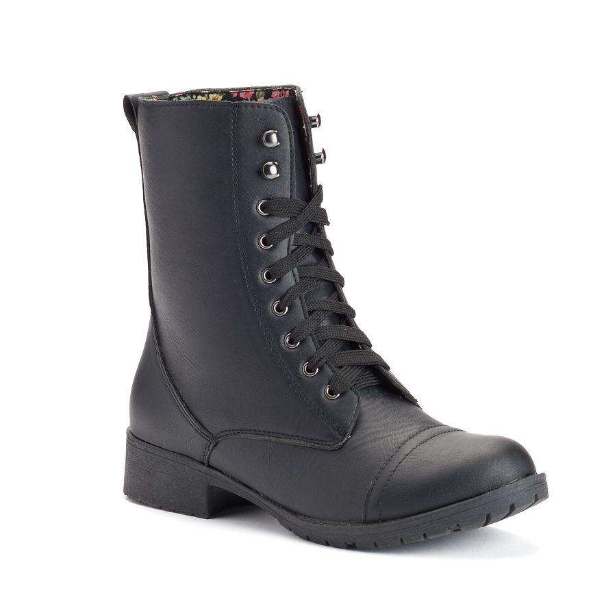 COMBAT Vegan Leather Glam Lace Up Boot