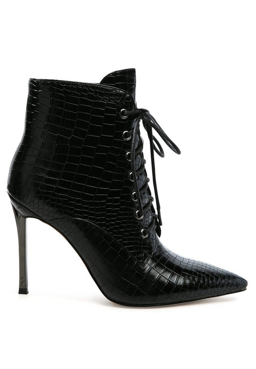 escala croc lace-up stiletto boots