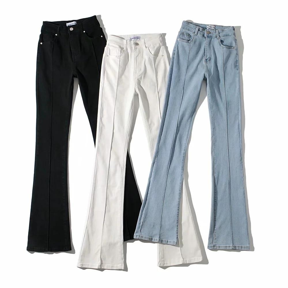 High Waist Hollow Flare Pants Denim Jeans