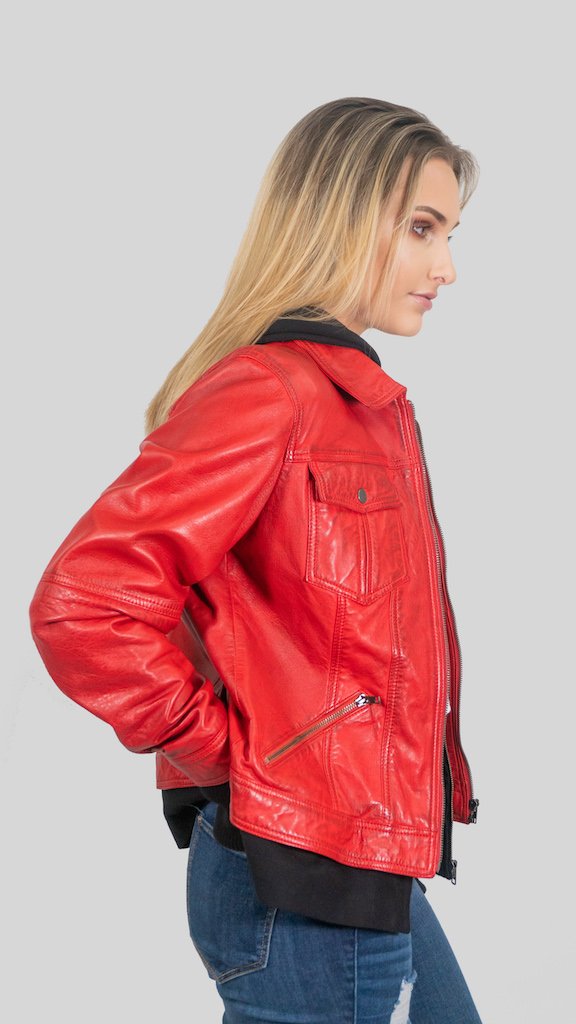 Annalise Women's Leather Jacket Red