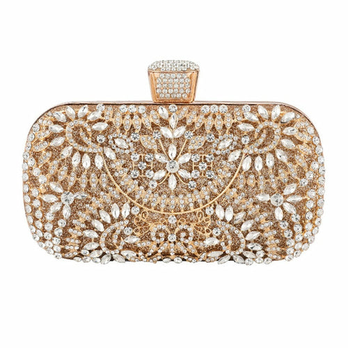 Women's Luxury Diamond Evening Clutch Bag with Purse Chain