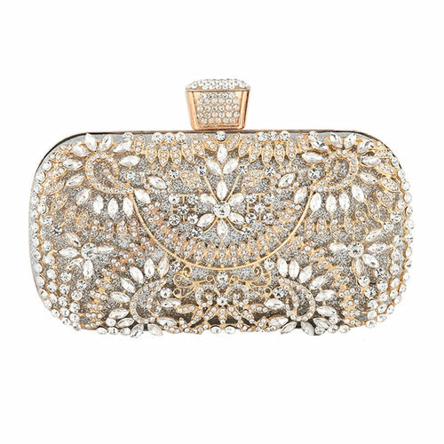 Women's Luxury Diamond Evening Clutch Bag with Purse Chain