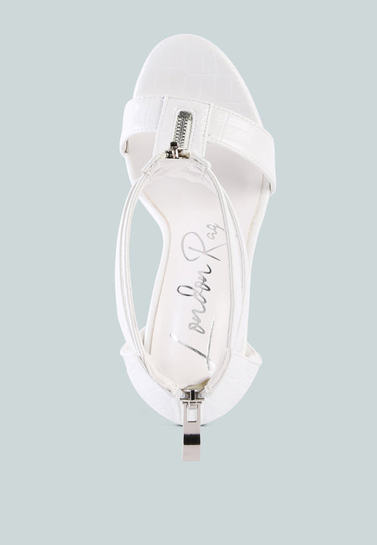 felicity zip up croc textured sandals