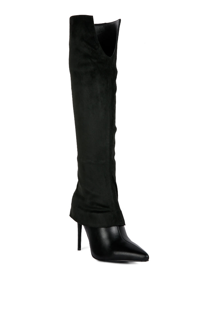 fifido fold-over stiletto knee boots