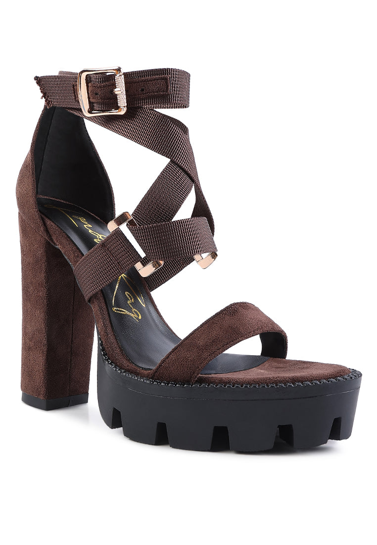 fresh daisy harness straps platform high heels sandals