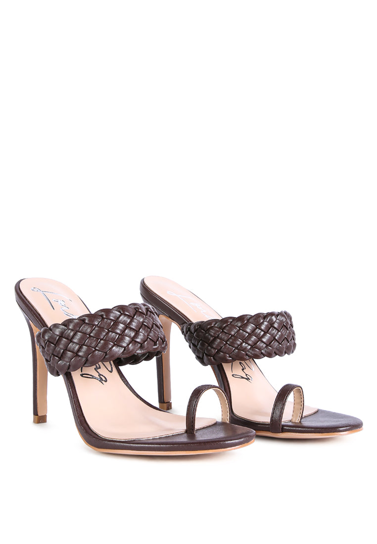 high perks woven strap toe ring sandals
