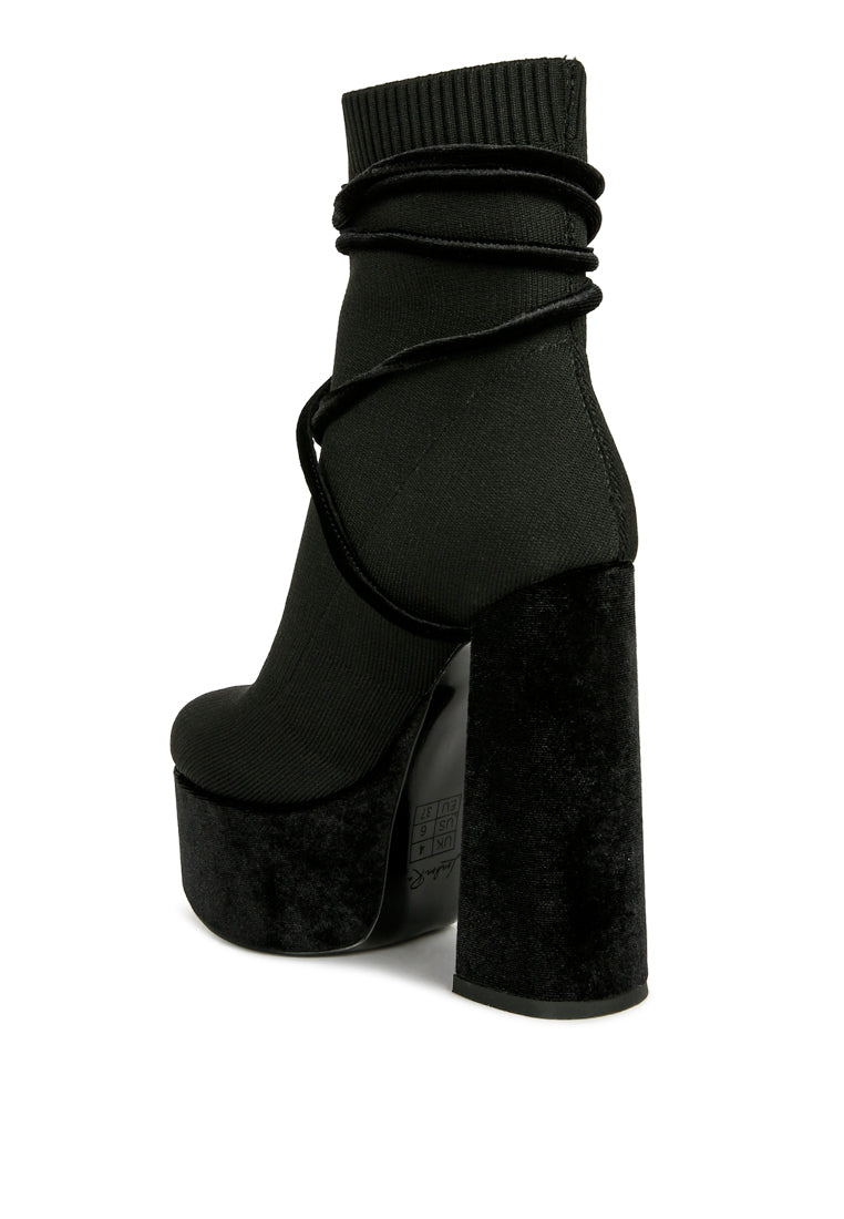 after pay high heel velvet knitted boot