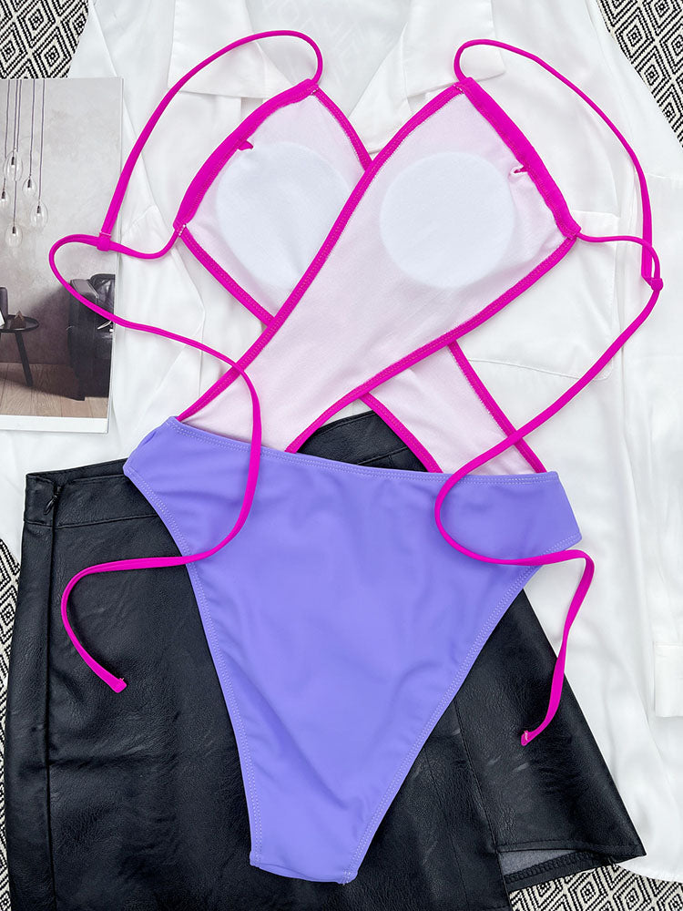 Colorblock One Piece Swimsuits