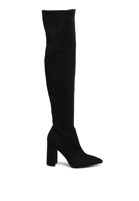 flittle long block heel boots