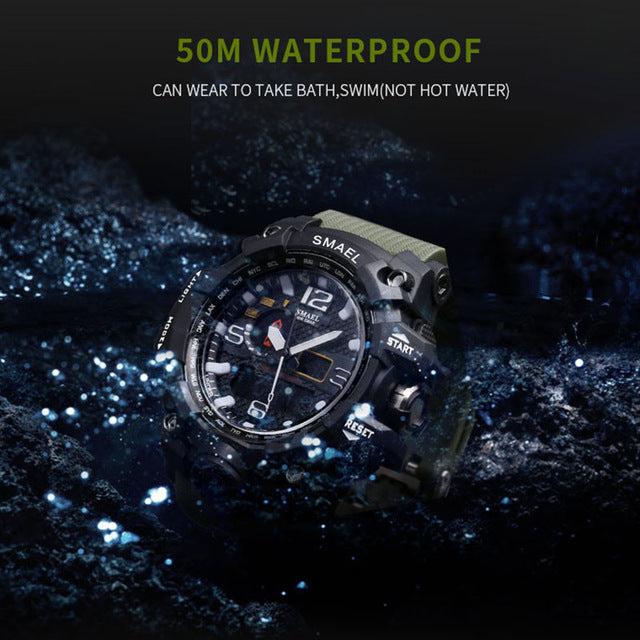 Men Military Watch 50m Waterproof Wristwatch LED