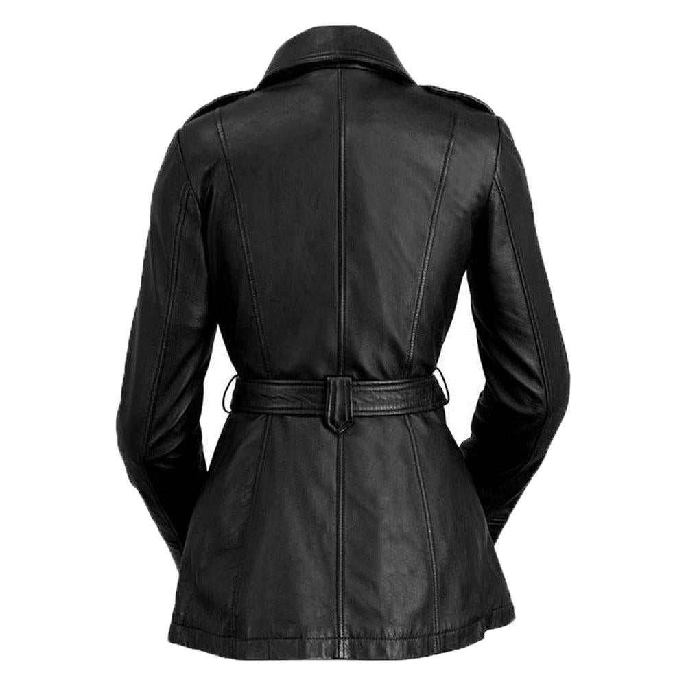 Monica  Women's Leather Long Coat Jacket