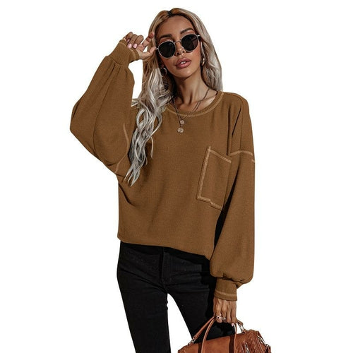 Women's Round Neck Casual Long Sleeve Tops