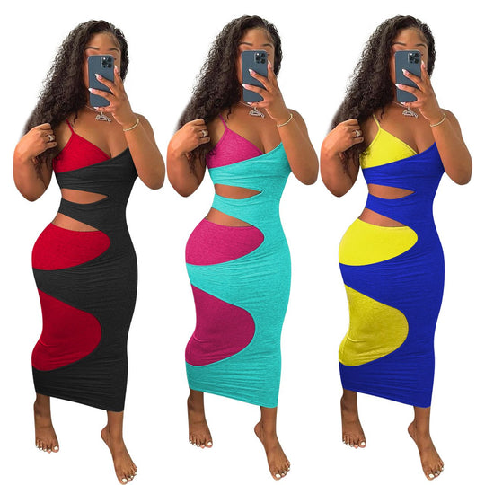 Women's Cut Out Sleeveless Strap Bodycon Dress