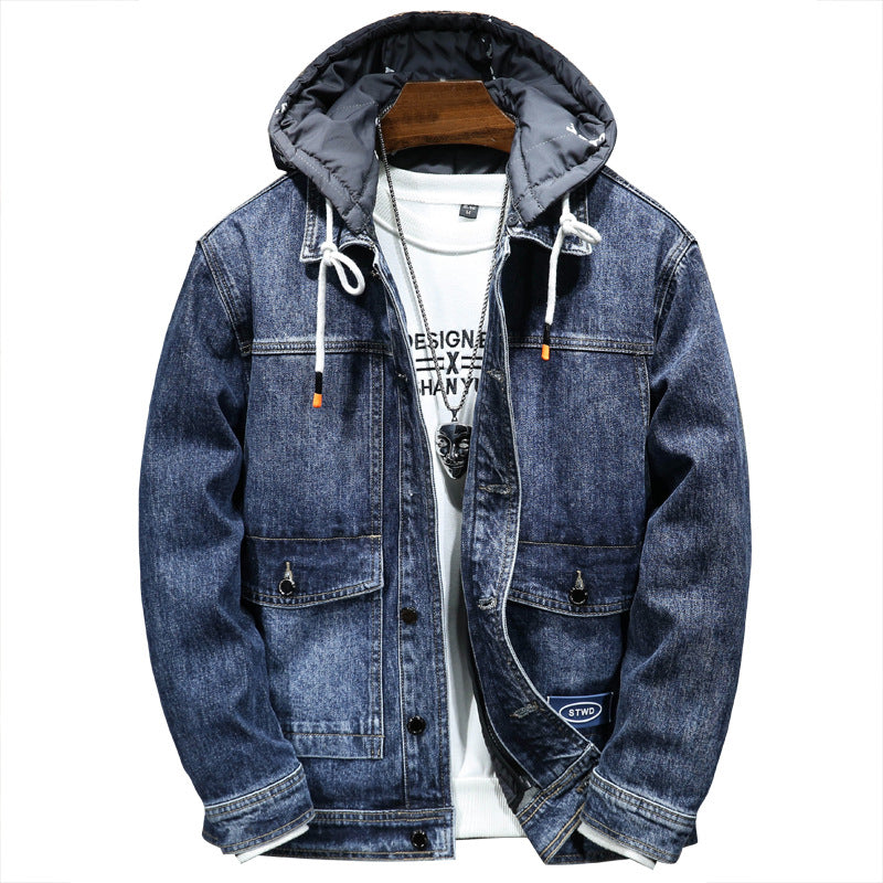 Men's Loose Hooded Autumn And Winter Thickened Fleece Jacket Hooded Plus Size Workwear Tide