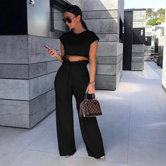 Casual Solid Color Two-Piece Set